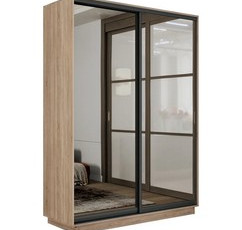 Шкаф-купе "Экспресс" 2-х ств. зеркальный 1.2; 1.4; 1.6 м. Белый снег, Дуб Сонома, Ясень Анкор светлый, Ясень Шимо светлый