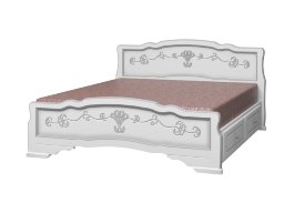 Кровать из массива "Карина 6" с ящиками. Белый жемчуг (1200)
