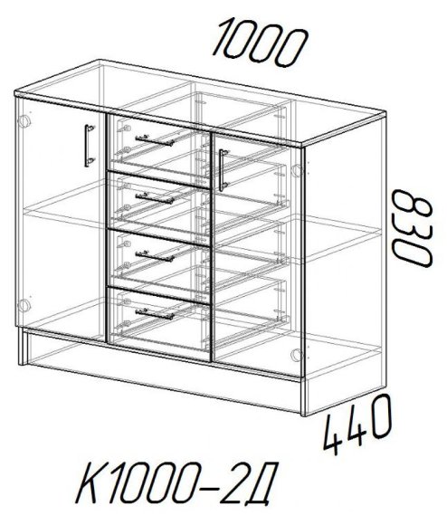 Комод "К 1000-2Д" Венге/Лоредо